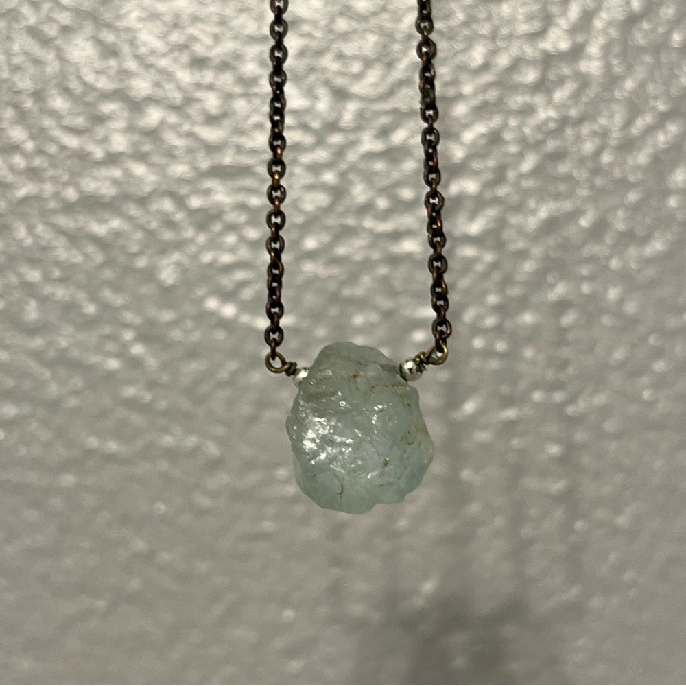 Genuine Raw Aquamarine Pendant Necklace